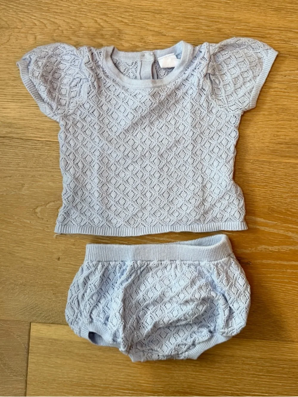 Soft Knit Baby Two-Piece Set - Light Blue